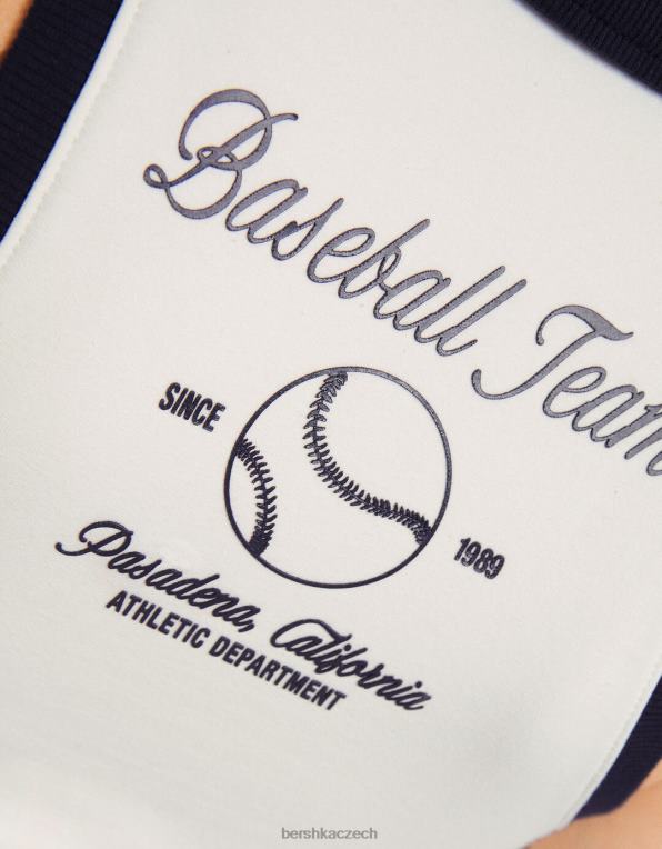 ženy Bershka mikina bez rukávů s potiskem a polo límečkem P88441255 oblečení krém