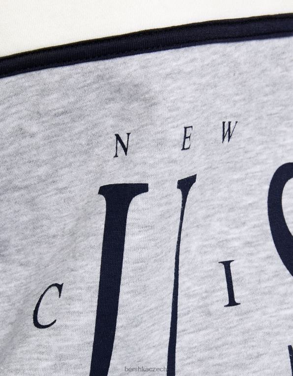 ženy Bershka mikina s vysokým výstřihem a potiskem P88441229 oblečení Šedá