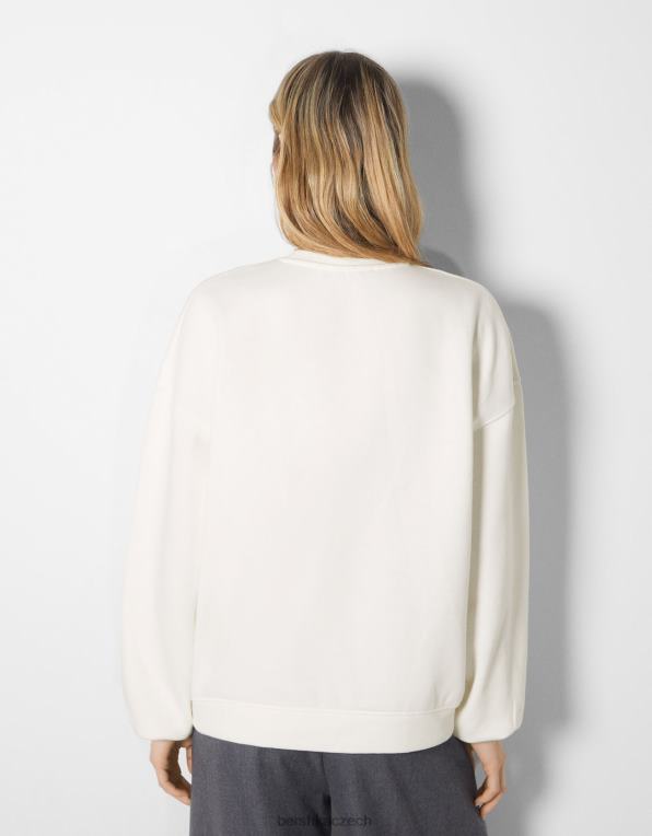 ženy Bershka oversize mikina s potiskem P88441220 oblečení bílý