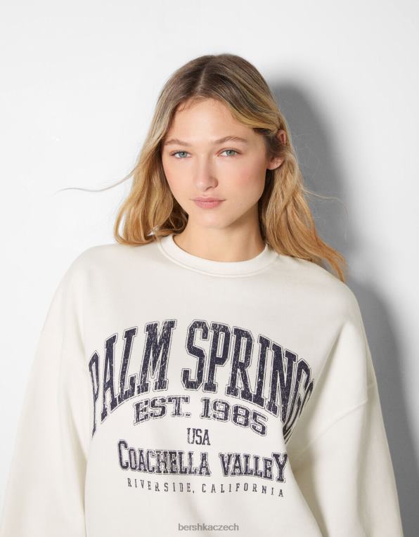 ženy Bershka oversize mikina s potiskem P88441220 oblečení bílý