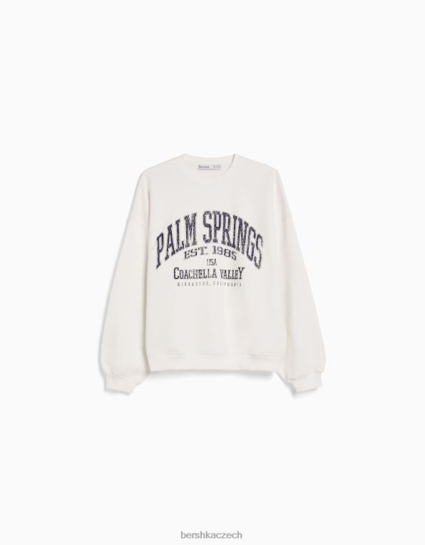 ženy Bershka oversize mikina s potiskem P88441220 oblečení bílý