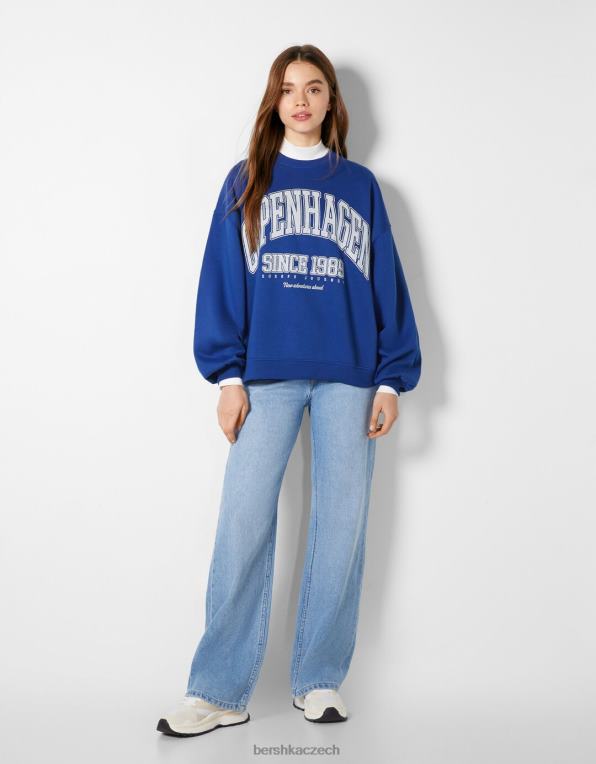 ženy Bershka oversize mikina s potiskem P88441221 oblečení modrý