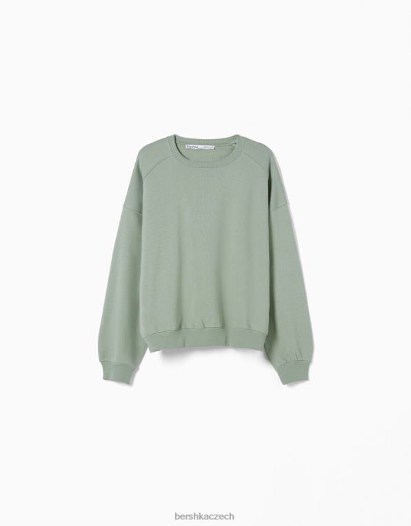 ženy Bershka oversize mikina s výstřihem P88441280 oblečení khaki