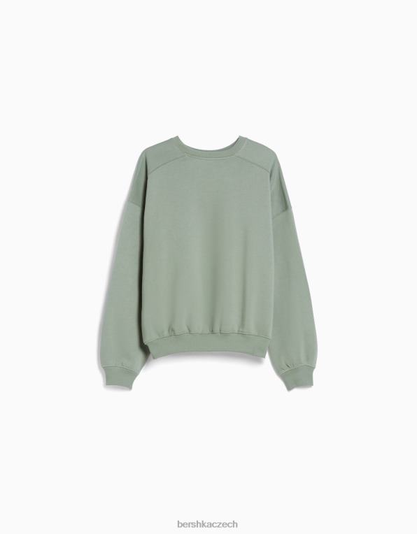 ženy Bershka oversize mikina s výstřihem P88441280 oblečení khaki