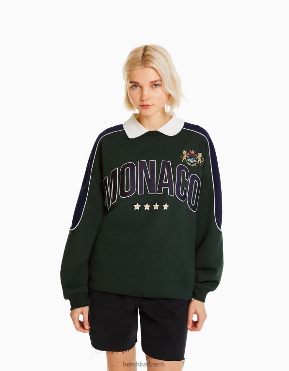 ženy Bershka potištěná mikina P88441274 oblečení zelená