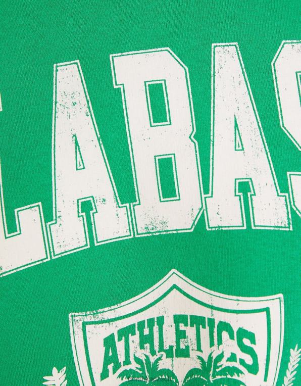 ženy Bershka potištěná mikina s dlouhým rukávem P88441235 oblečení zelená