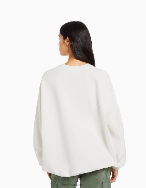 ženy Bershka potištěná mikina s dlouhým rukávem P88441237 oblečení krém