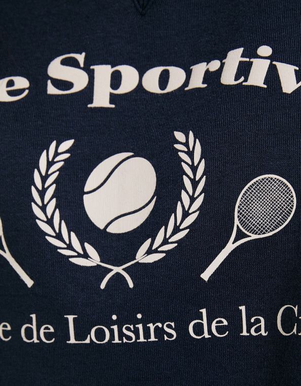 ženy Bershka potištěná mikina s polo límečkem P88441258 oblečení námořnictvo