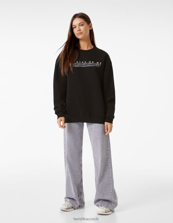 ženy Bershka tupac mikina s výstřihem P88442075 oblečení Černá