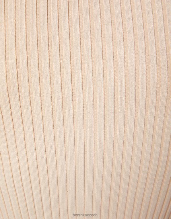 ženy Bershka Kardigan s vysokým výstřihem a žebrovým detailem na zip P88441049 oblečení písek