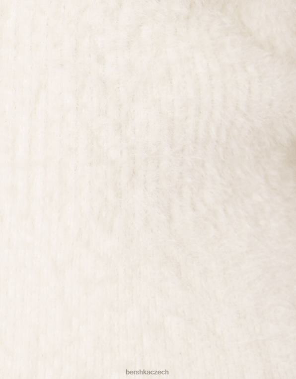ženy Bershka Polo límec cardigan s knoflíky P88441088 oblečení krém