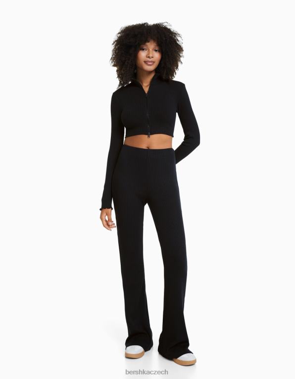 ženy Bershka zkrácený kardigan s vysokým výstřihem a zipem P8844963 oblečení tmavošedý