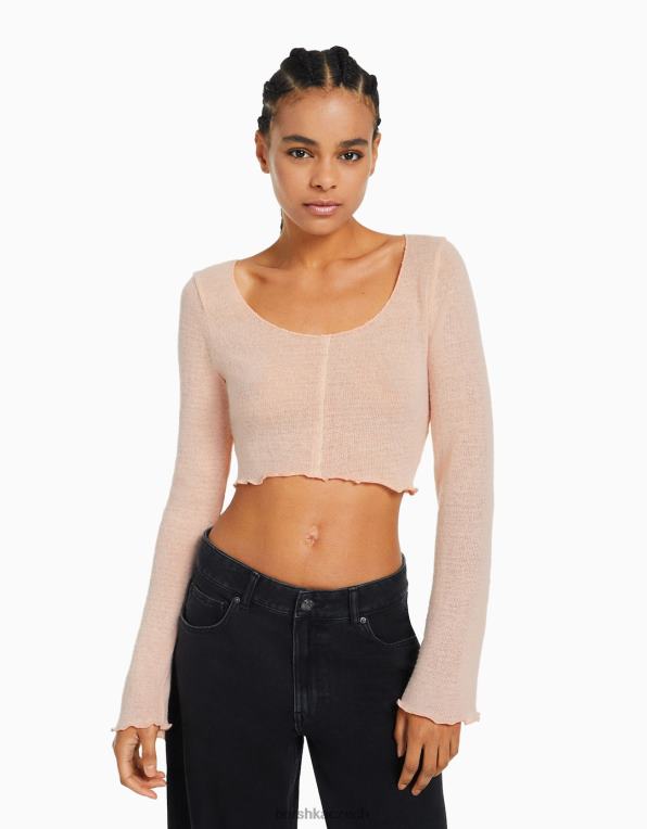 ženy Bershka kudrnatý svetr P88441015 oblečení růžový