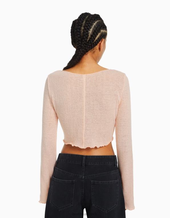 ženy Bershka kudrnatý svetr P88441015 oblečení růžový