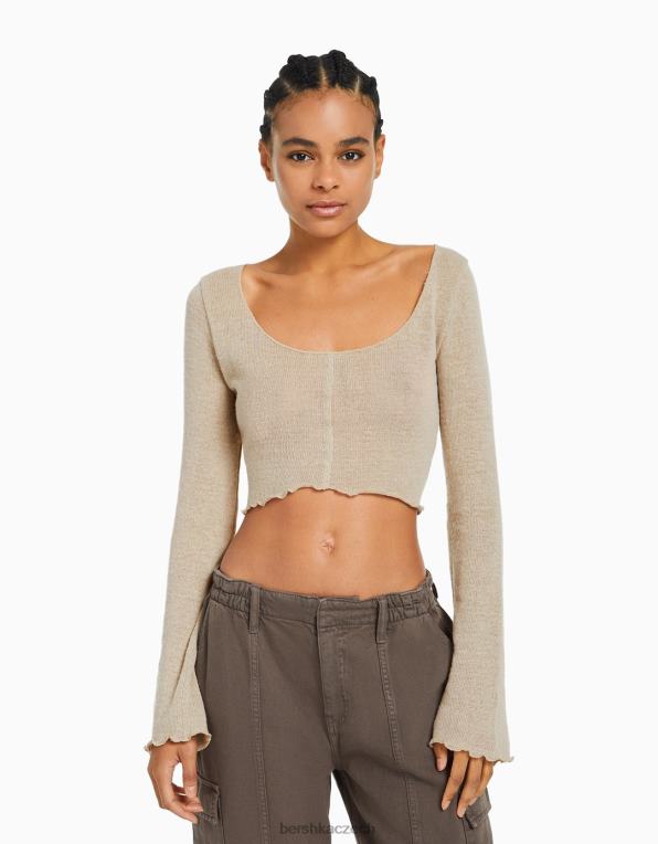 ženy Bershka kudrnatý svetr P88441016 oblečení kámen
