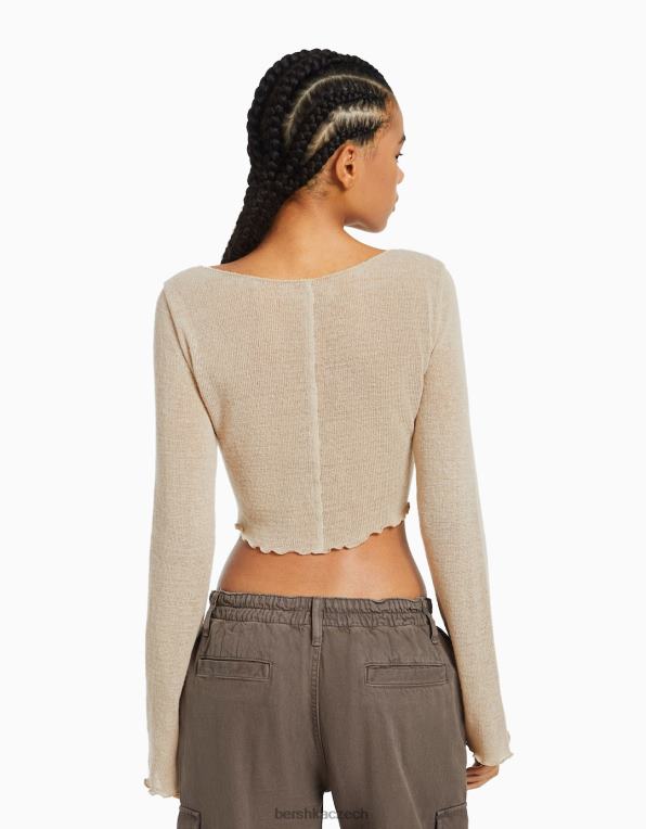 ženy Bershka kudrnatý svetr P88441016 oblečení kámen