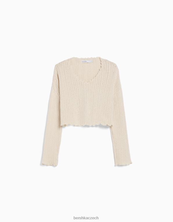 ženy Bershka rustikální svetr P88441083 oblečení krém