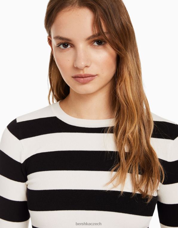 ženy Bershka svetr s výstřihem P88441070 oblečení Černá