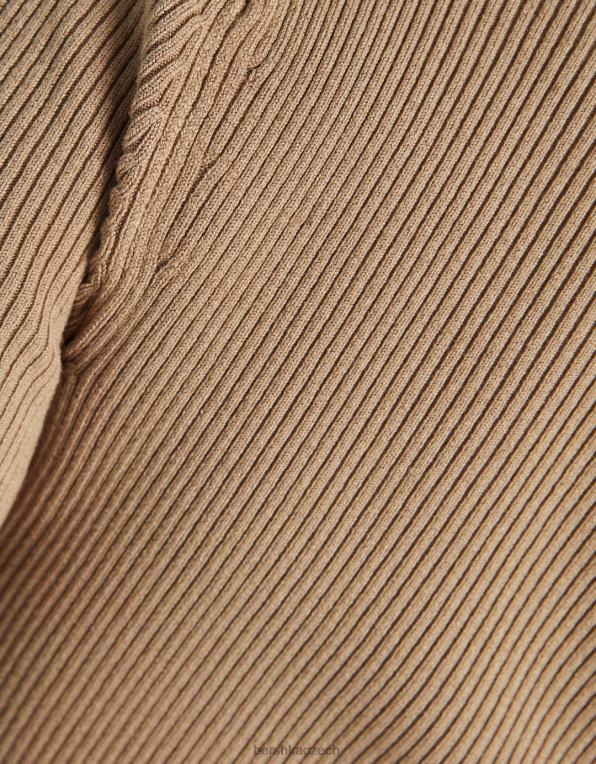 ženy Bershka svetr s výstřihem P88441072 oblečení velbloud