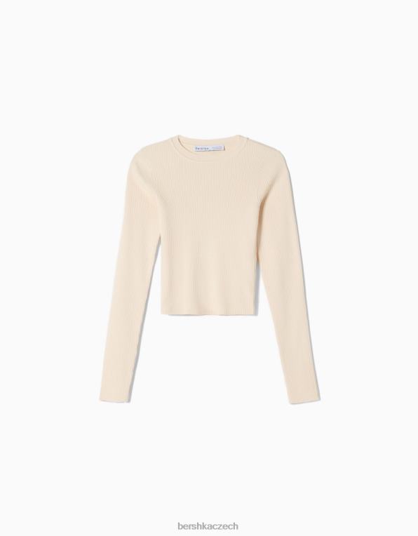ženy Bershka svetr s výstřihem P88441073 oblečení krém