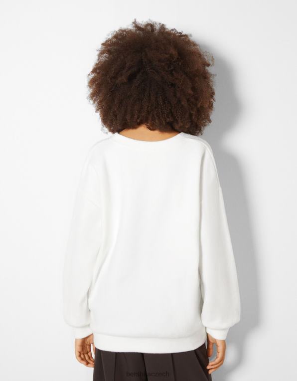 ženy Bershka svetr s výstřihem do V P88441003 oblečení bílý