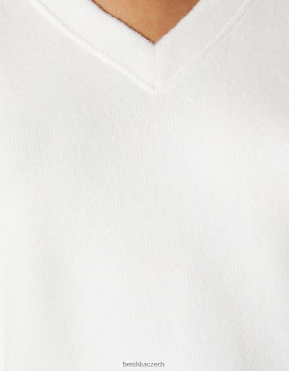 ženy Bershka svetr s výstřihem do V P88441003 oblečení bílý