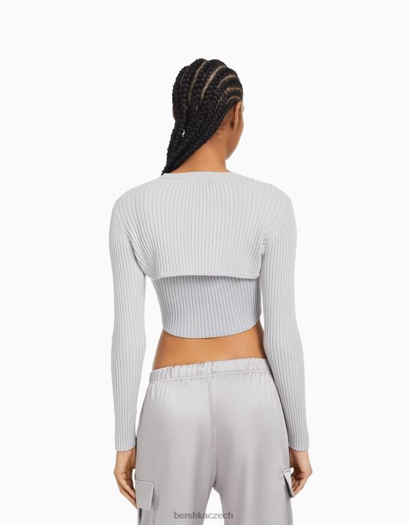 ženy Bershka teplejší svetr na zkrácené ruce P8844993 oblečení Šedá