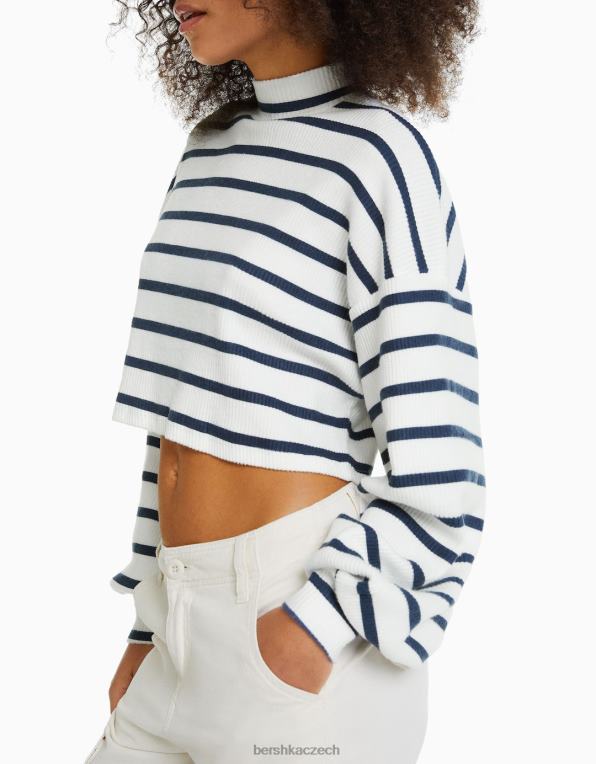 ženy Bershka zkrácený svetr P88441035 oblečení špinavě bílé