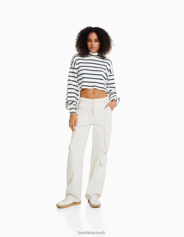 ženy Bershka zkrácený svetr P88441035 oblečení špinavě bílé