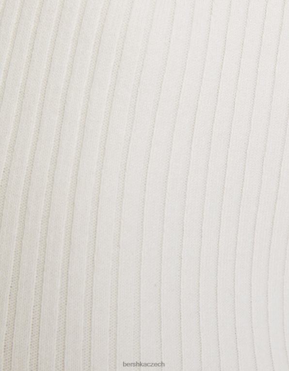 ženy Bershka zkrácený svetr s hlubokým výstřihem P8844968 oblečení krém