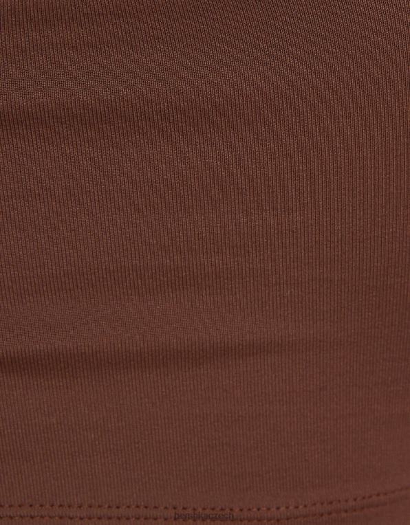 ženy Bershka asymetrický crop top s páskem P8844747 oblečení hnědý