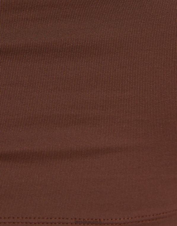 ženy Bershka asymetrický crop top s páskem P8844749 oblečení hnědý