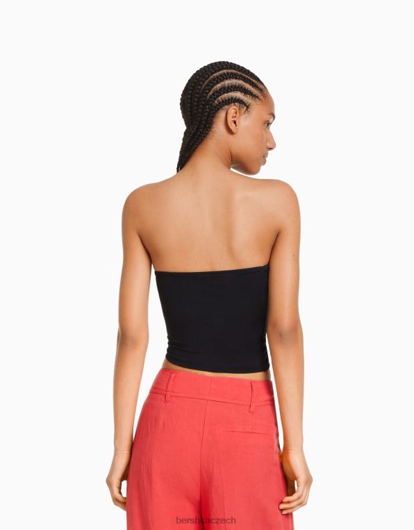 ženy Bershka bandeau top P8844662 oblečení Černá