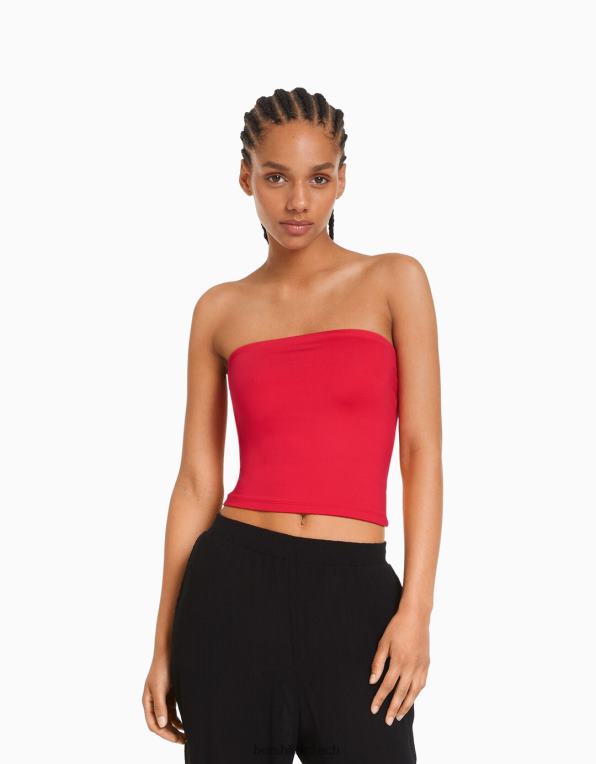 ženy Bershka bandeau top P8844665 oblečení Červené