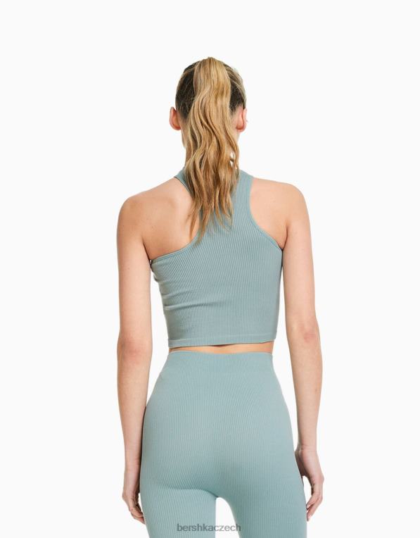 ženy Bershka bez rukávů asymetrický top P8844878 oblečení zelená