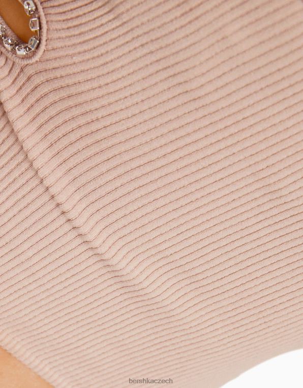 ženy Bershka bezešvé bandeau top s květinovými detaily P8844853 oblečení růžový