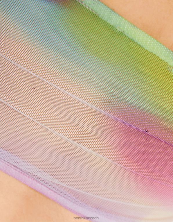 ženy Bershka crop top ze síťoviny bandeau P88441899 oblečení oranžový