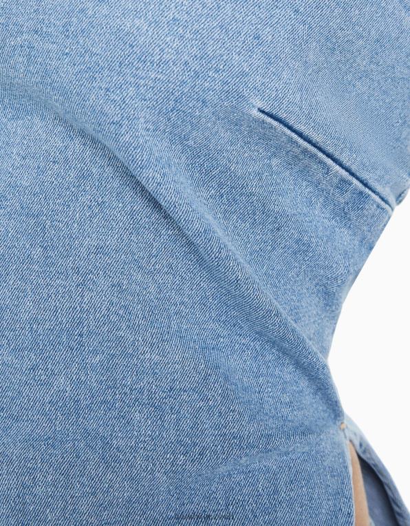 ženy Bershka džínový bandeau top P88441847 oblečení světle modrá