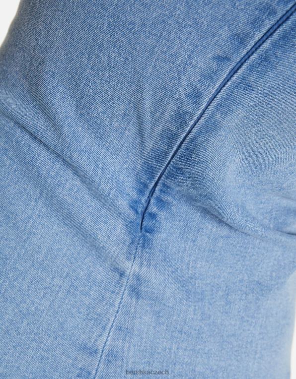 ženy Bershka džínový bandeau top P8844712 oblečení světle modrá