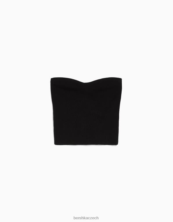 ženy Bershka žebrovaný korzetový top P8844725 oblečení Černá