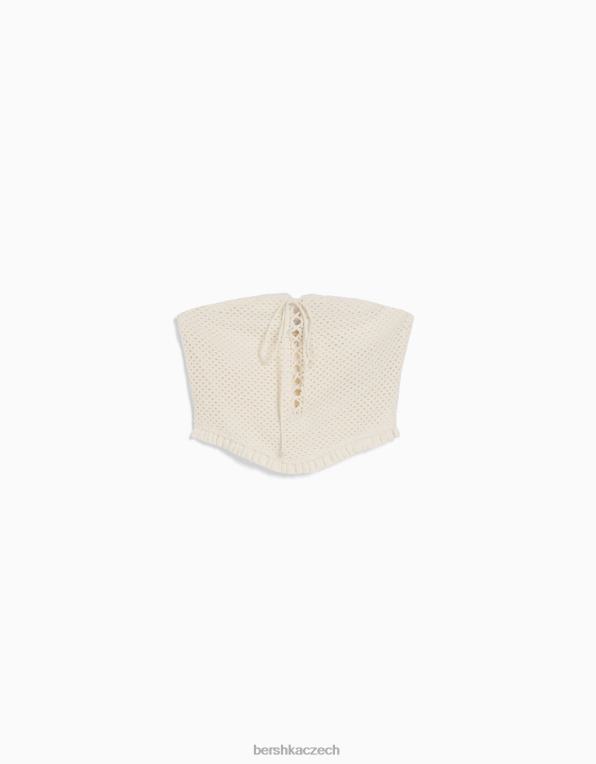 ženy Bershka háčkovaný top P8844752 oblečení špinavě bílé