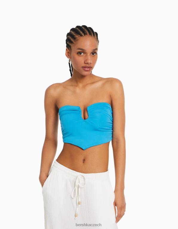 ženy Bershka komfortní korzetový top s detaily P8844693 oblečení modrý