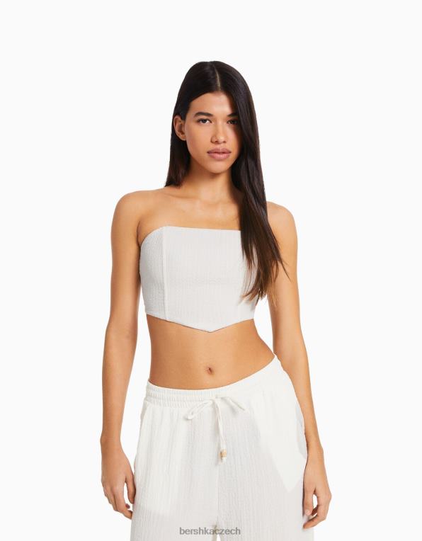 ženy Bershka korzetový bandeau top P8844702 oblečení bílý