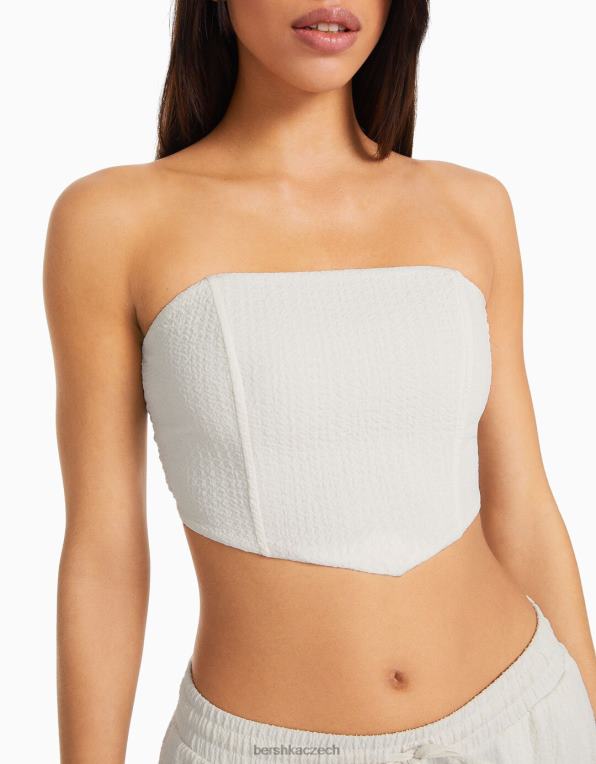 ženy Bershka korzetový bandeau top P8844702 oblečení bílý