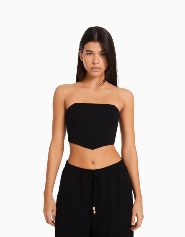 ženy Bershka korzetový bandeau top P8844703 oblečení Černá