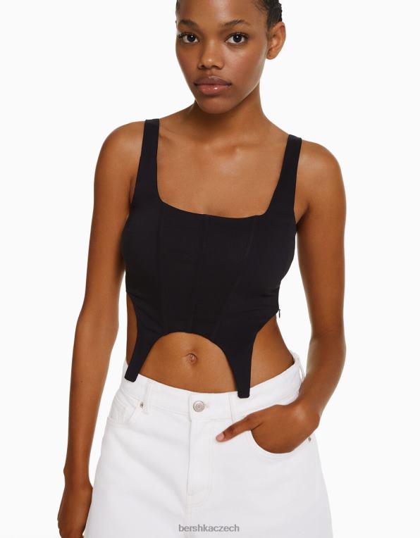 ženy Bershka korzetový top P8844762 oblečení Černá