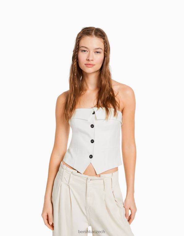 ženy Bershka korzetová vesta na míru s odhalenými rameny P8844683 oblečení špinavě bílé