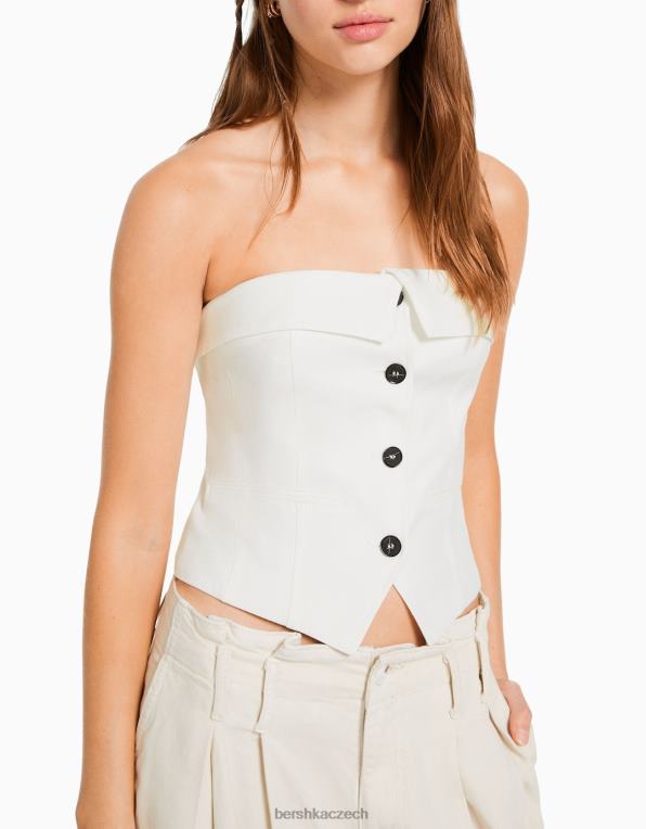 ženy Bershka korzetová vesta na míru s odhalenými rameny P8844683 oblečení špinavě bílé