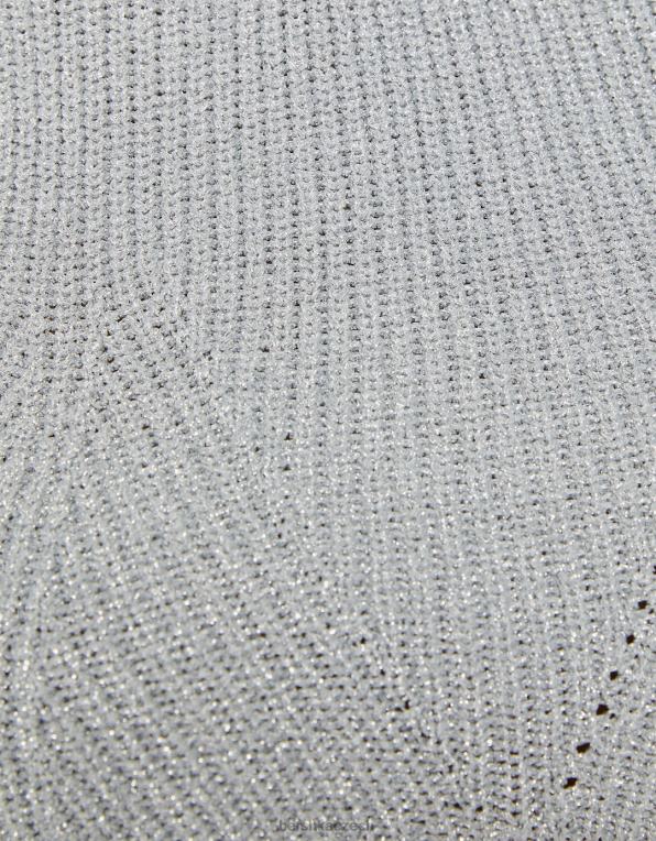 ženy Bershka metalický úplet bez rukávů P8844842 oblečení stříbrný