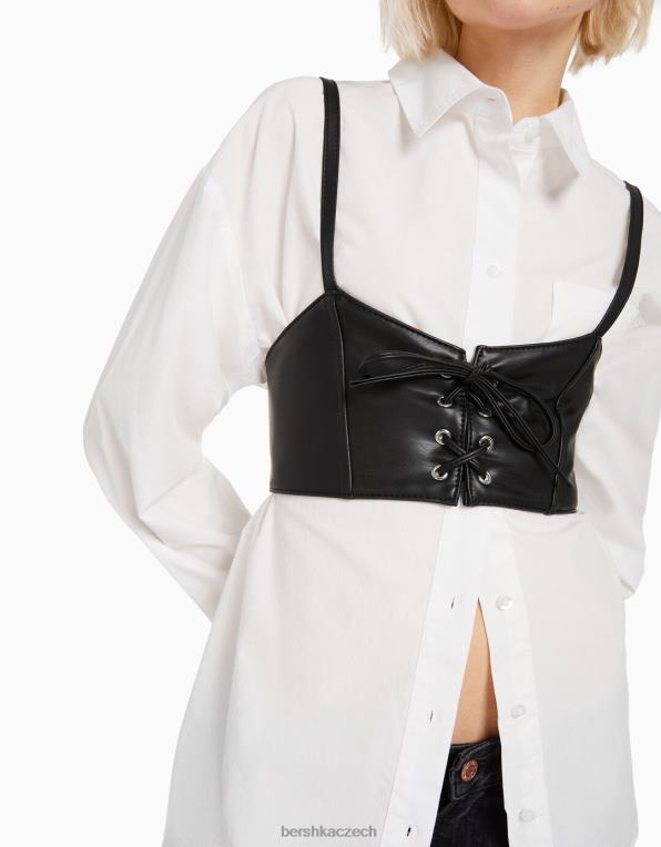 ženy Bershka šněrovací korzet bralette top P8844866 oblečení Černá